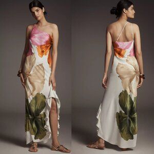 By Anthropologie One-Shoulder Asymmetric Floral Maxi Dress size 2 new with tag